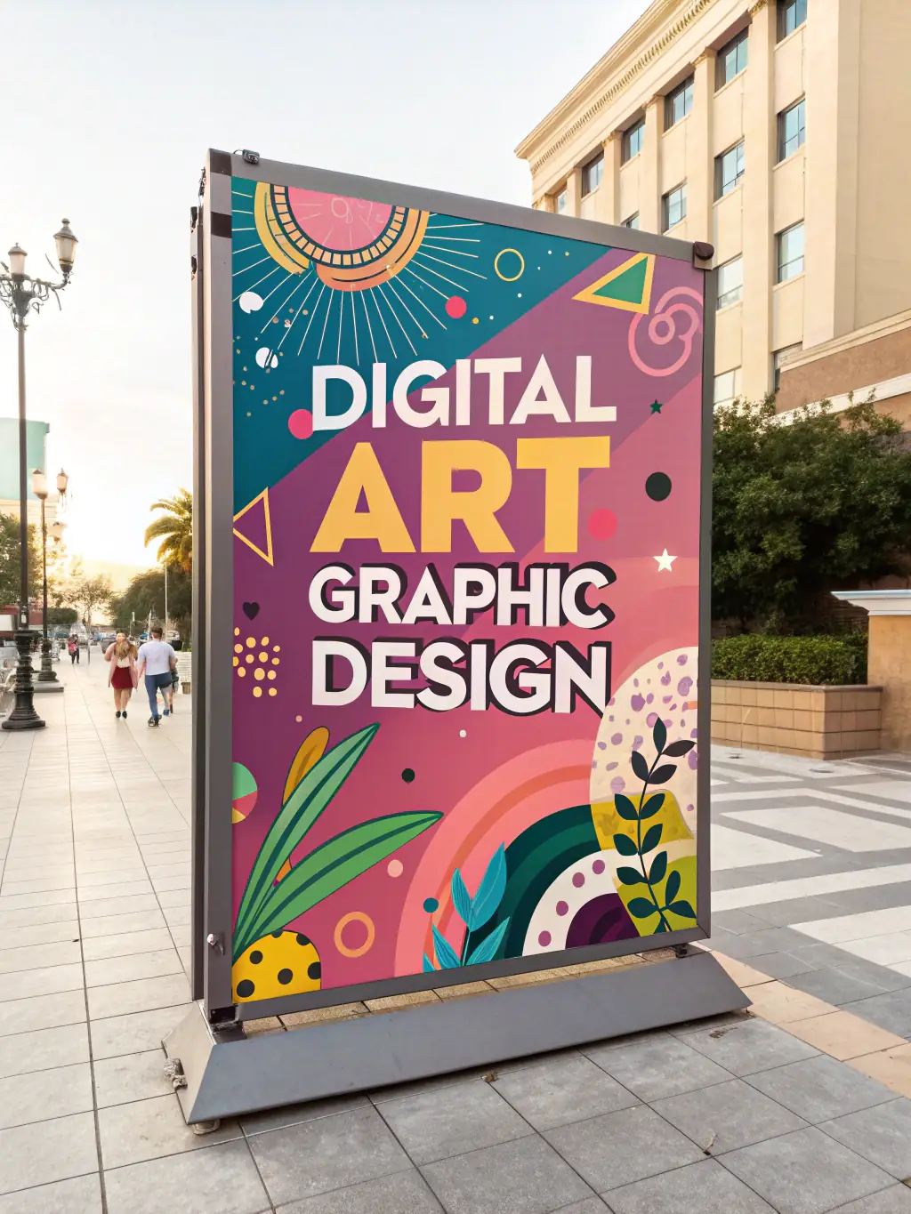A vibrant marketing creative, such as a social media ad or banner, designed by Novo Analytics, featuring eye-catching graphics and compelling text, used on the UI/UX & Graphic Designing page.