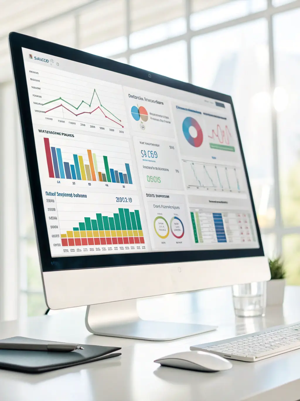 A comprehensive Tableau dashboard presenting financial performance metrics, such as revenue, expenses, profit margins, and cash flow, in a modern business environment.
