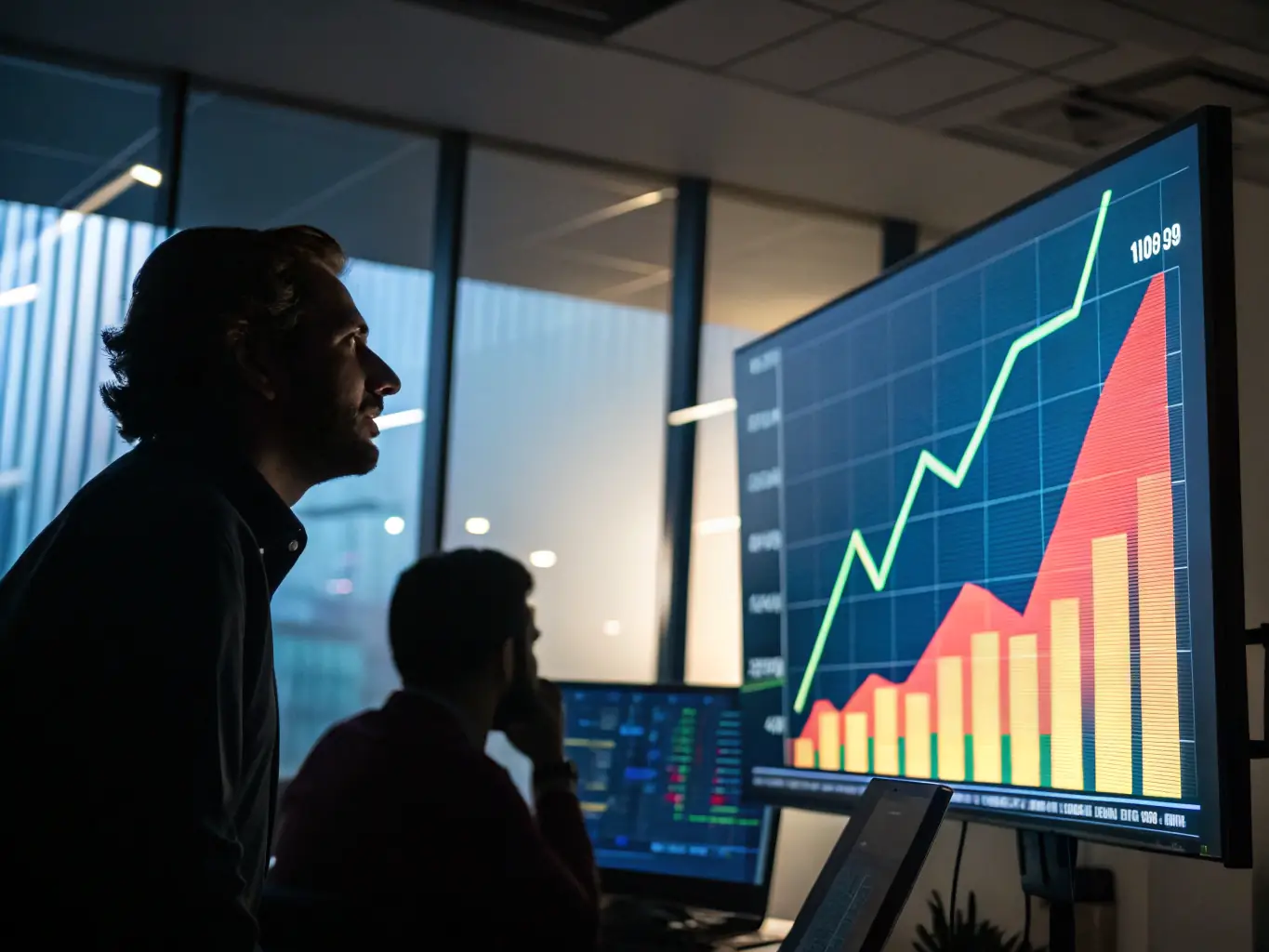 A dynamic bar graph showing significant growth and positive trends, symbolizing enhanced business performance through data analysis.