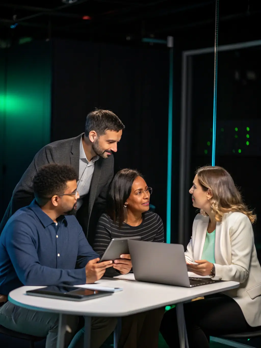 An image featuring a diverse team of web developers and designers collaborating on a project, representing Novo Analytics' collaborative and innovative approach.